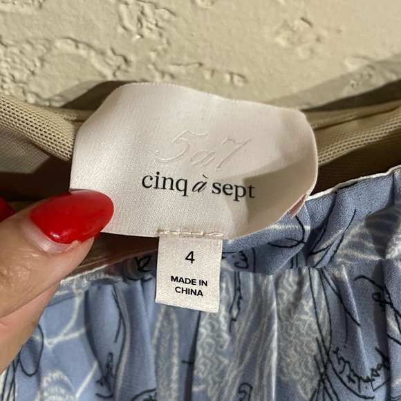 Cinq A Sept | Sabrina Strapless Floral Patchwork Silk Dress Size: 4 - Picture 6 of 6